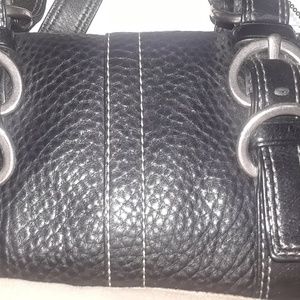 Coach black pebble leather turn lock satchel